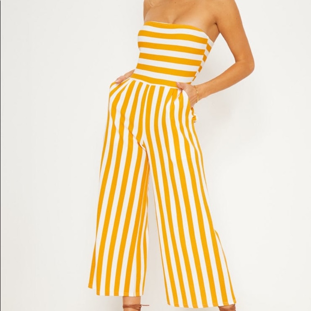 PLT Stripe Bandeau Culotte Jumpsuit